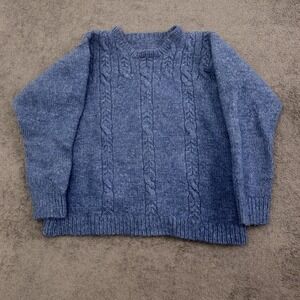 cable knit wool sweater kids youth size XL  blue pullover long sleeve